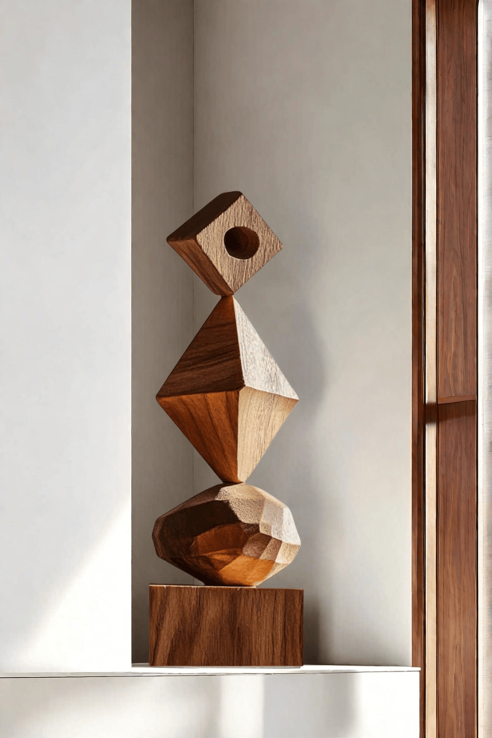 Abstract Modern Wood Sculpture Tall Wooden Sculpture Hand Carved Wood Carving