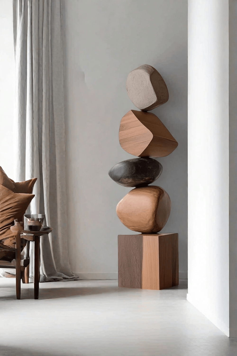 Tall Abstract Wood Sculpture Art Large Wooden Sculptures For The Home