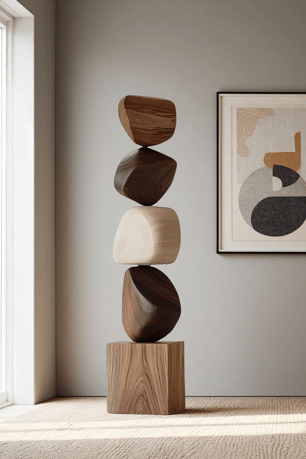 Tall Abstract Wood Sculpture Art Large Wooden Sculptures For The Home
