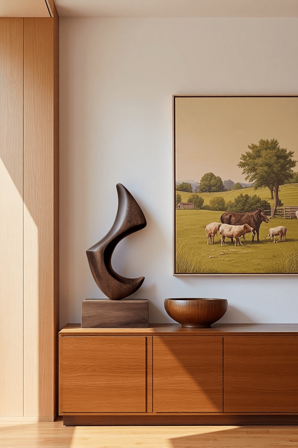 Modern Abstract Handmade Wooden Sculptures Minimalist Wood Art Decor