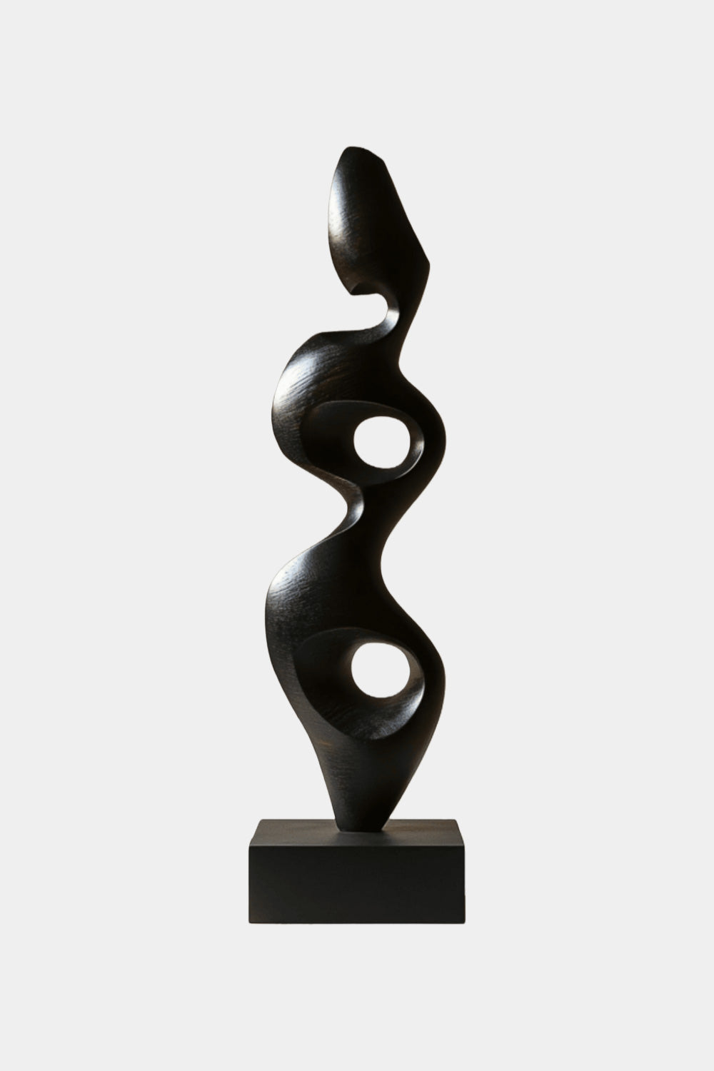 Large Black Wood Sculpture Modern Abstract Minimalist Floor Wooden Art