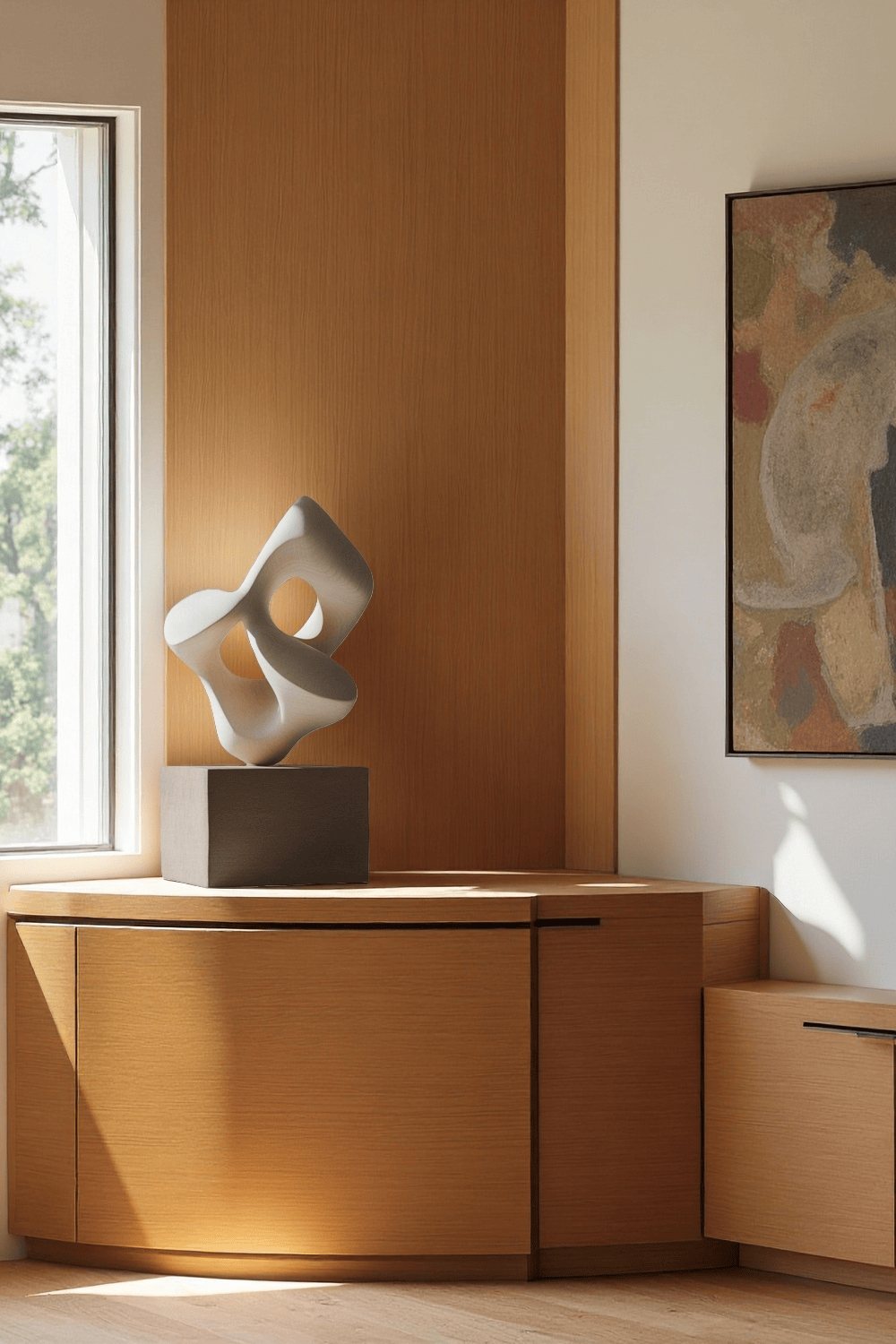 Modern Abstract Wooden Table Sculpture Handcrafted Wood Sculptures Art