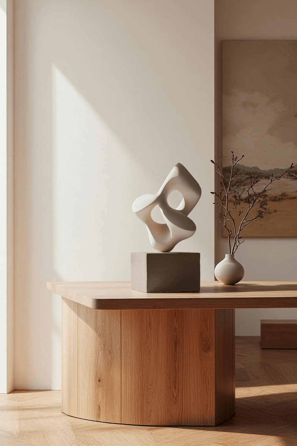 Modern Abstract Wooden Table Sculpture Handcrafted Wood Sculptures Art