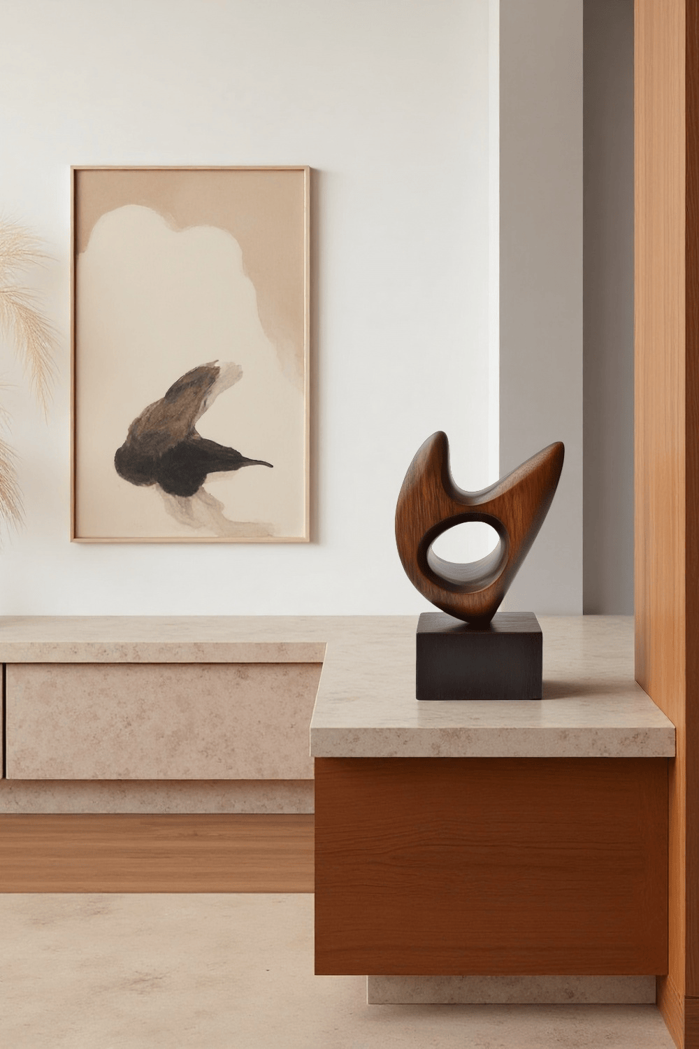 Modern Abstract Wooden Table Sculpture Handcrafted Wood Sculptures Art