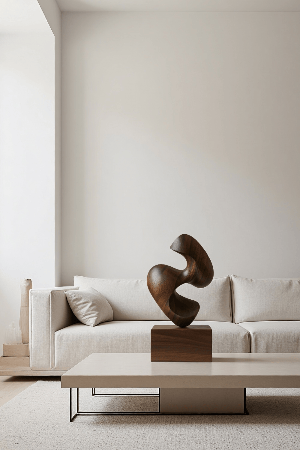 Abstract Wooden Sculpture Modern Hand Carved Minimalist Statue Art Decor