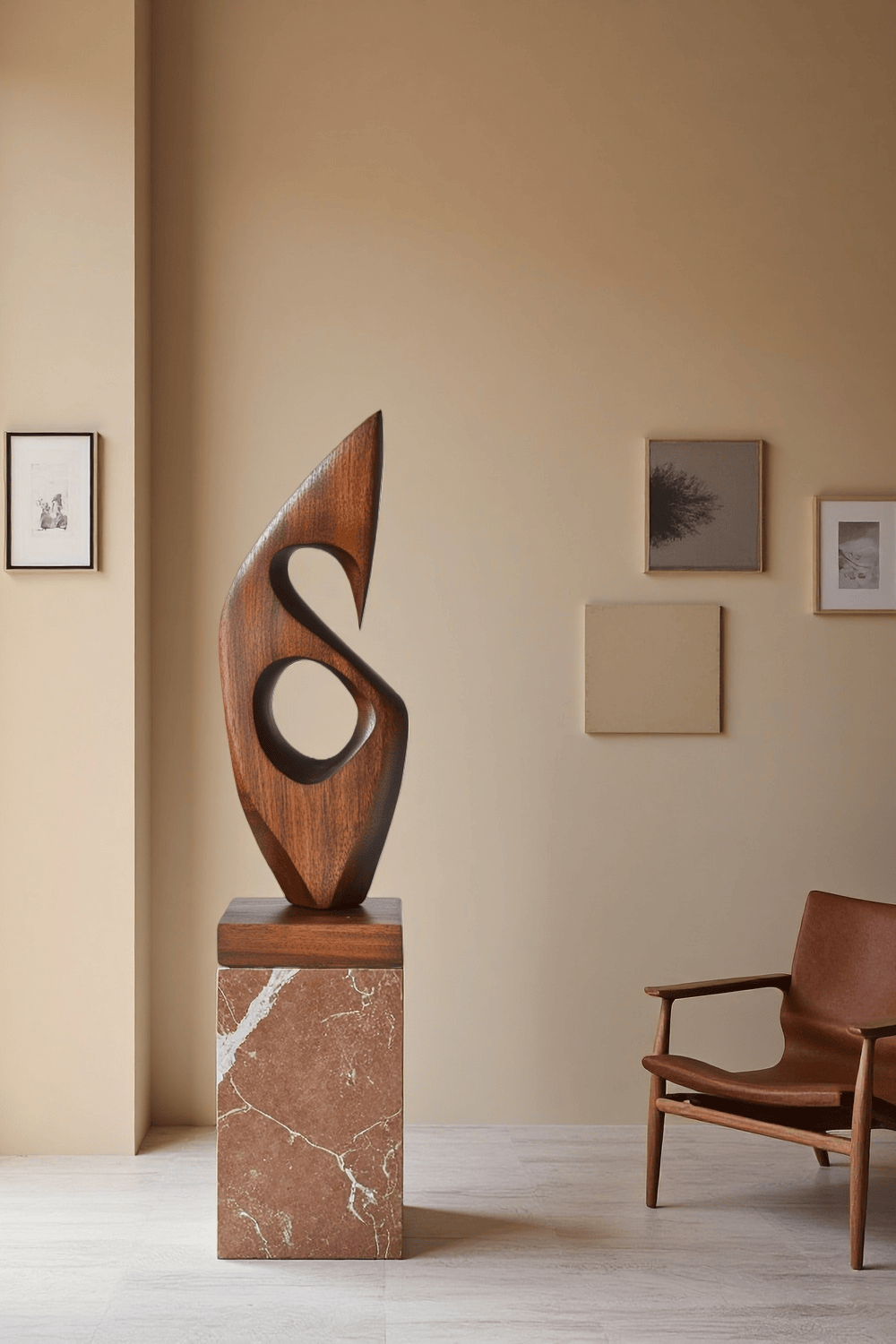 Modern Abstract Wood Sculpture Hand Carved Wooden Art Statue for Home Decor