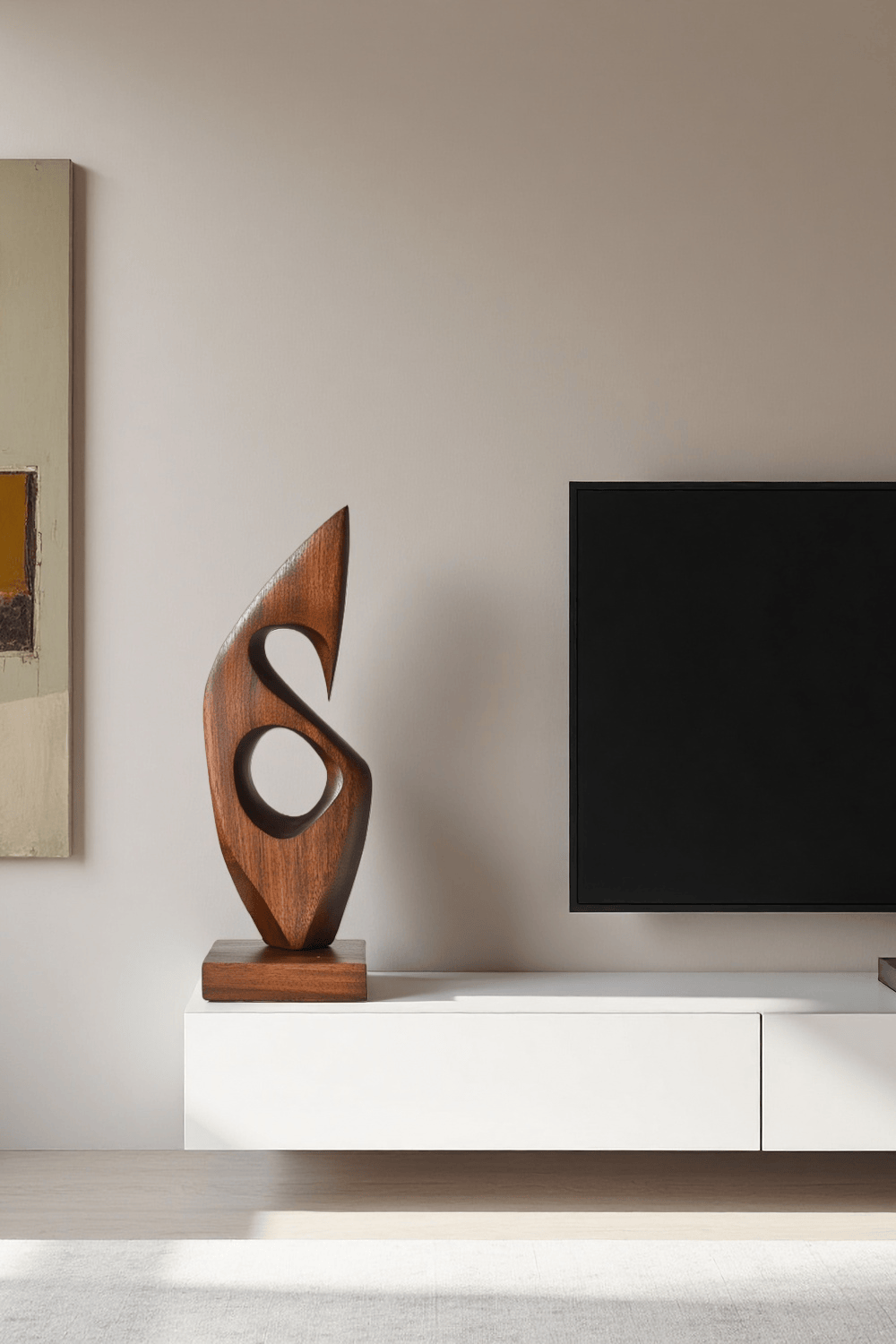 Modern Abstract Wood Sculpture Hand Carved Wooden Art Statue for Home Decor