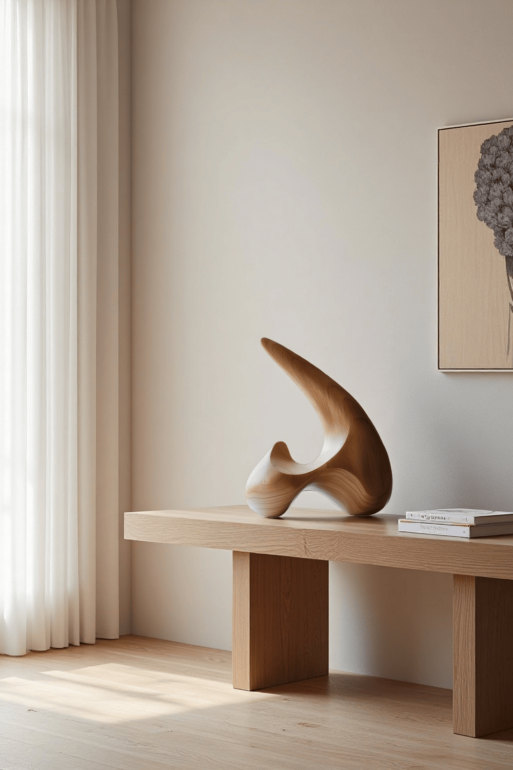 Abstract Wood Sculpture – Handcrafted Wooden Art for Modern Home Decor