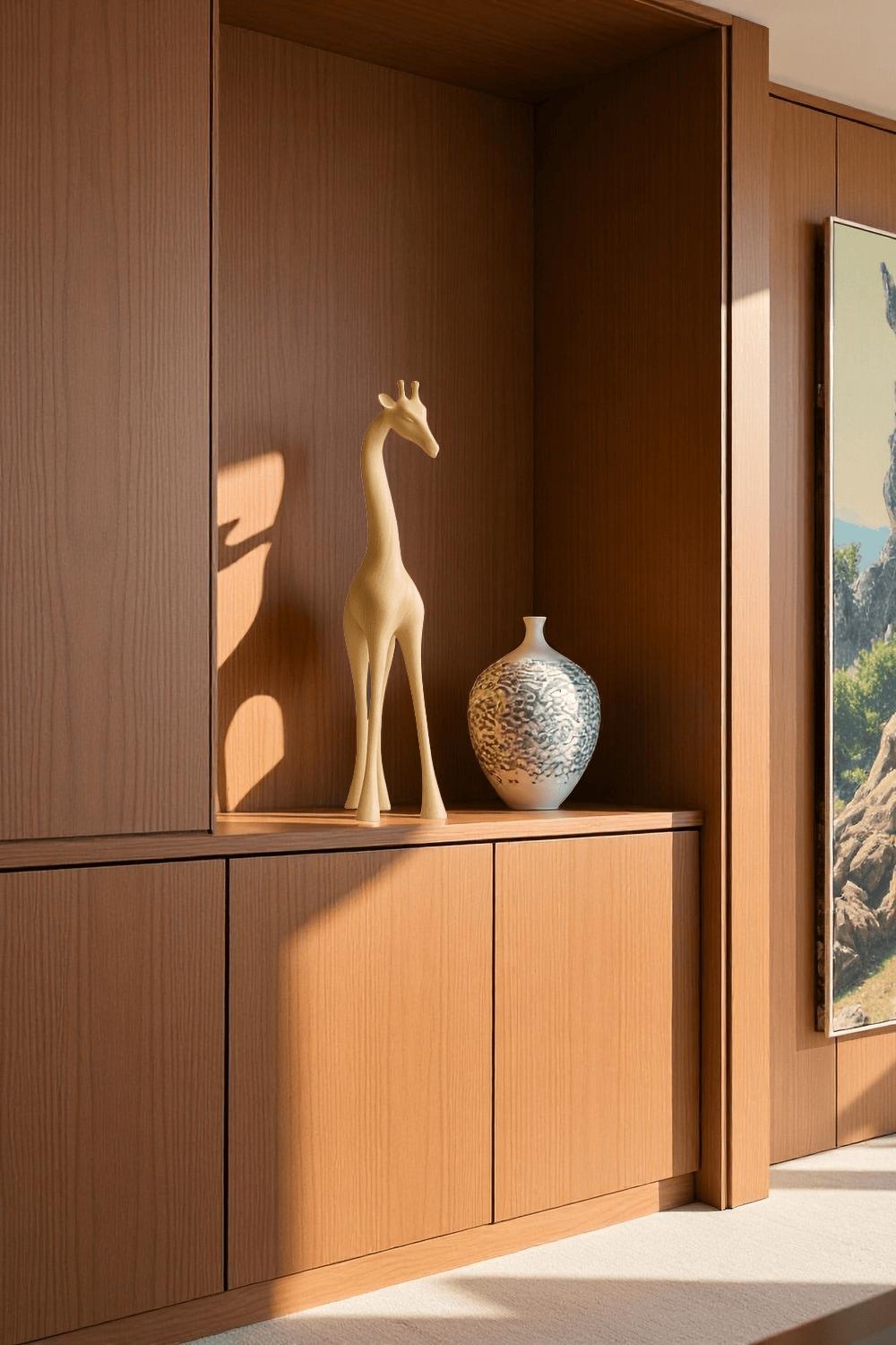 Handcrafted Wooden Giraffe Sculpture Abstract Animal Decor Modern Homes