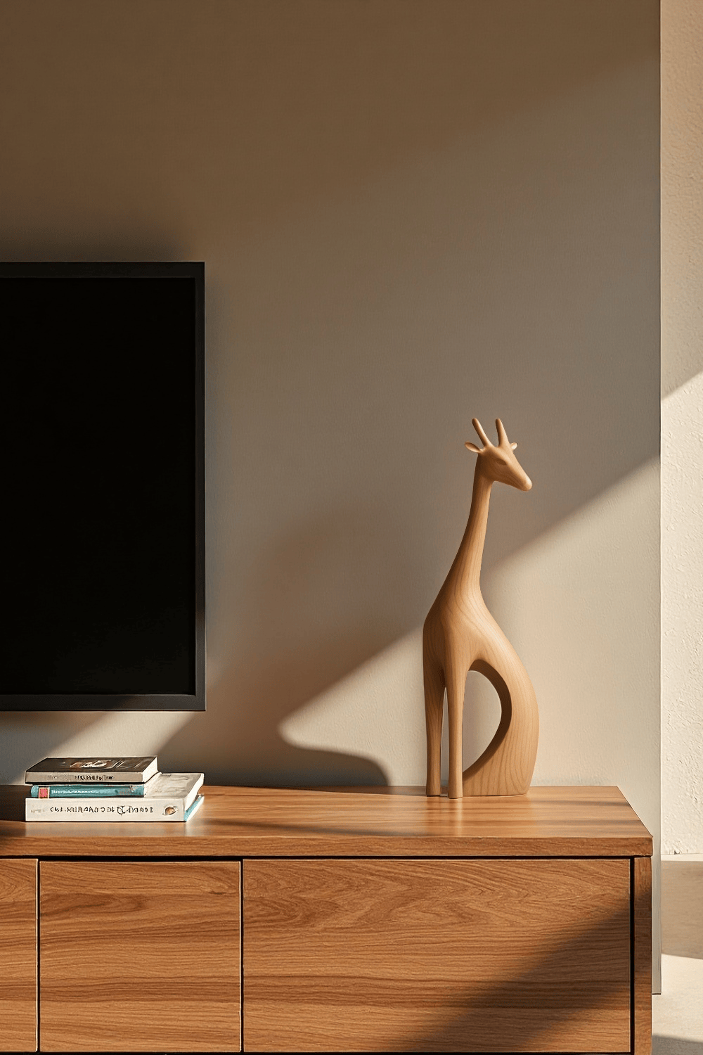 Handcrafted Wooden Giraffe Sculpture Abstract Animal Decor Modern Homes