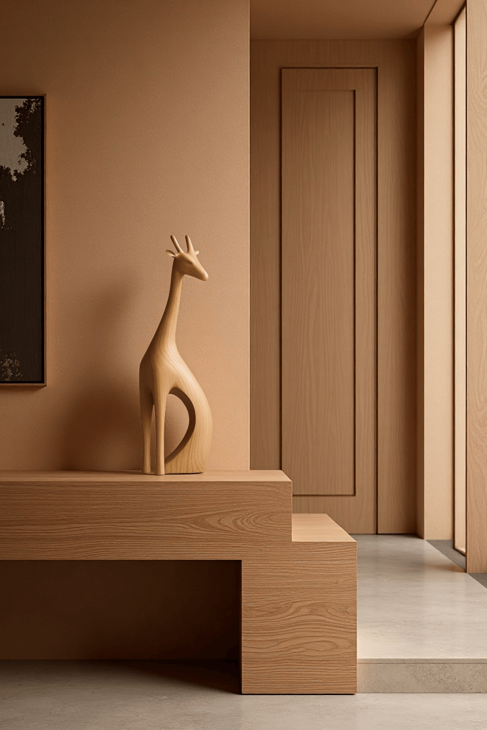 Handcrafted Wooden Giraffe Sculpture Abstract Animal Decor Modern Homes