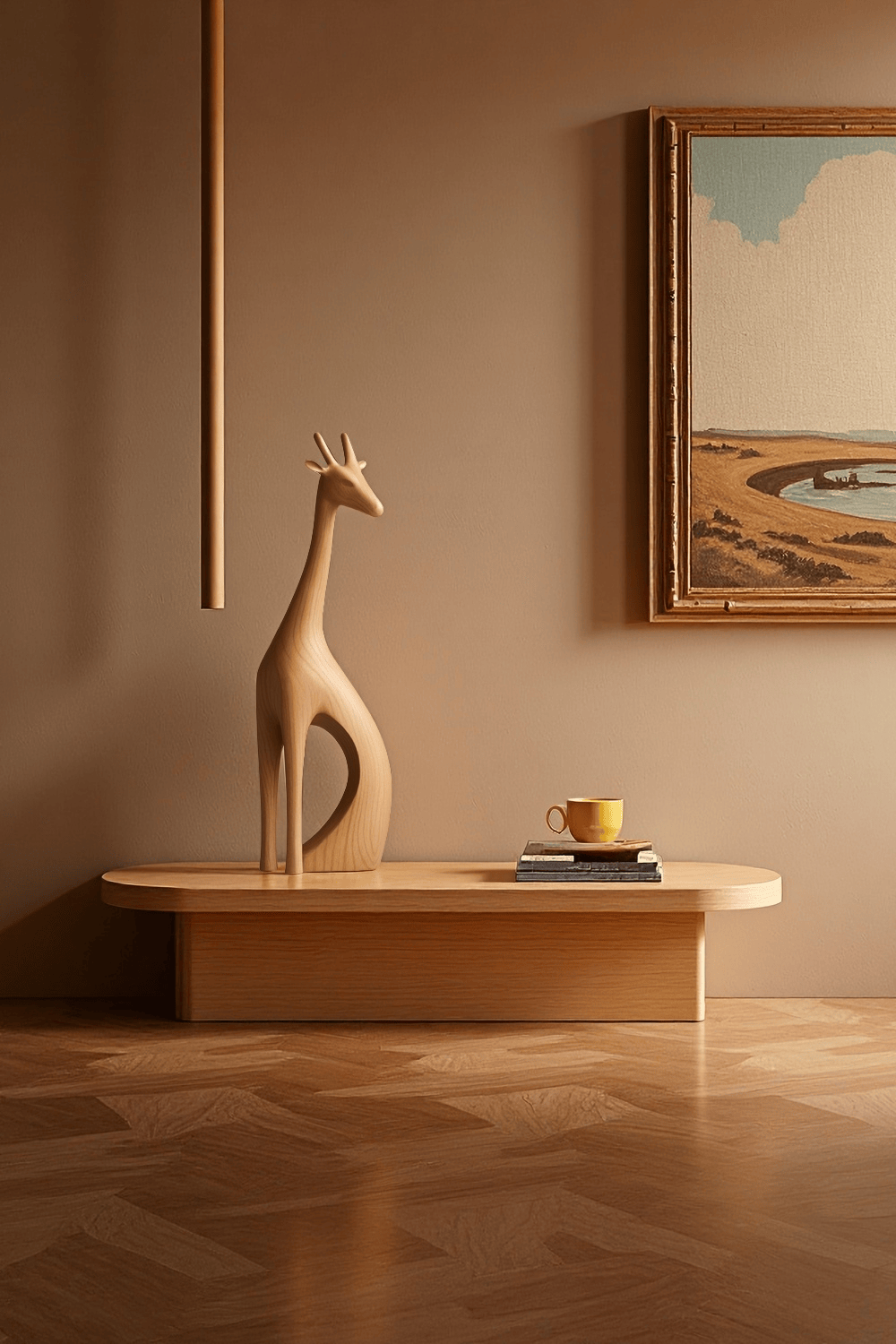 Handcrafted Wooden Giraffe Sculpture Abstract Animal Decor Modern Homes