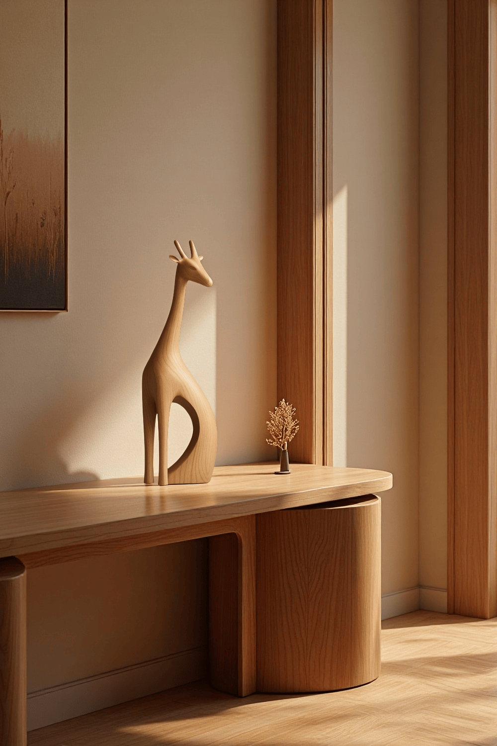 Handcrafted Wooden Giraffe Sculpture Abstract Animal Decor Modern Homes