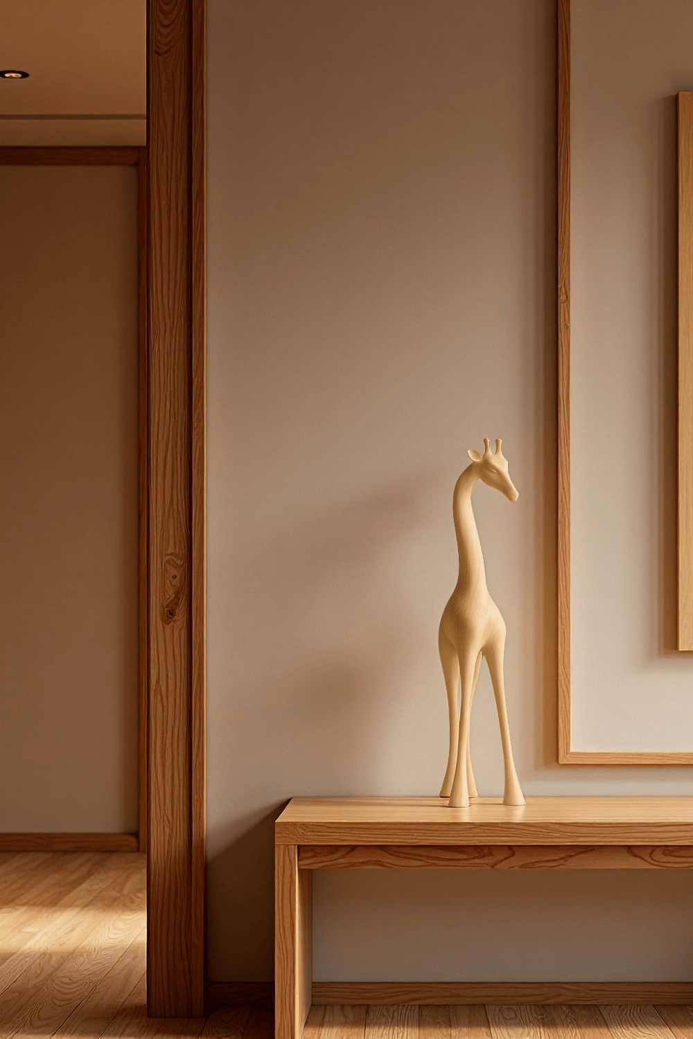 Handcrafted Wooden Giraffe Sculpture Abstract Animal Decor Modern Homes