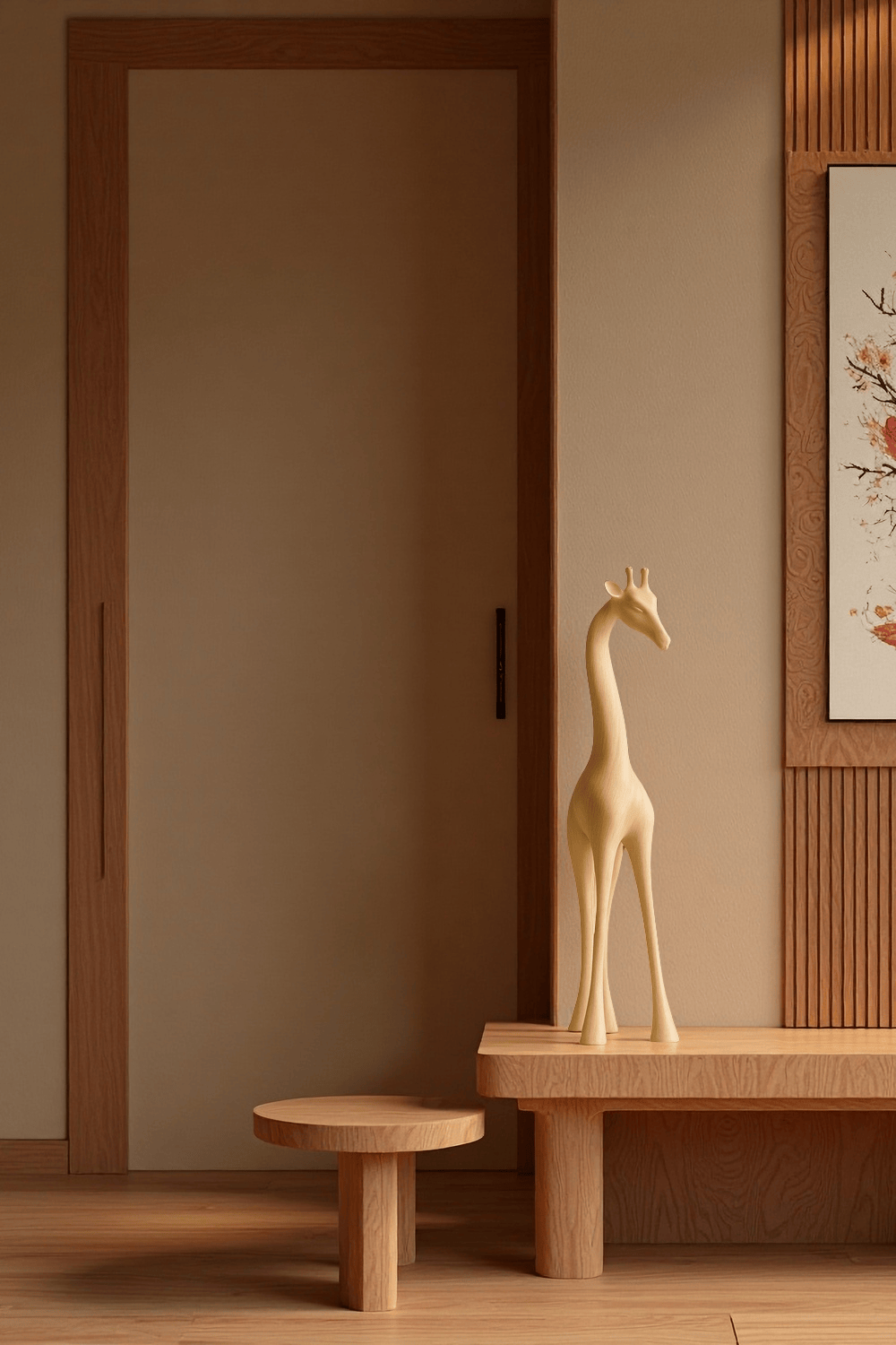 Handcrafted Wooden Giraffe Sculpture Abstract Animal Decor Modern Homes