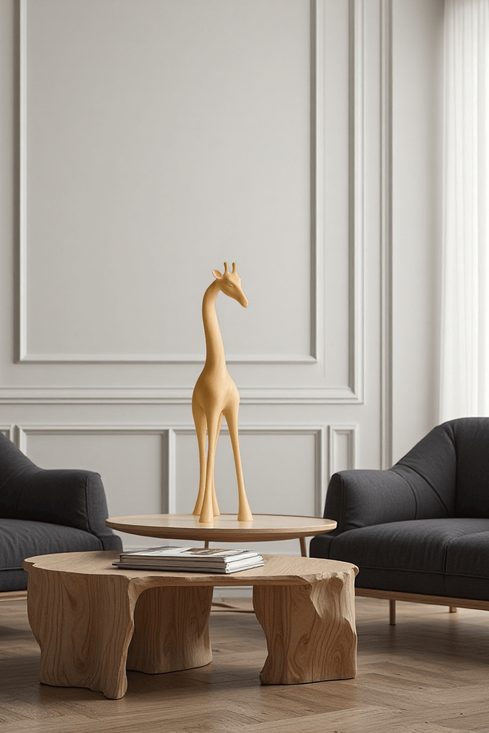 Handcrafted Wooden Giraffe Sculpture Abstract Animal Decor Modern Homes