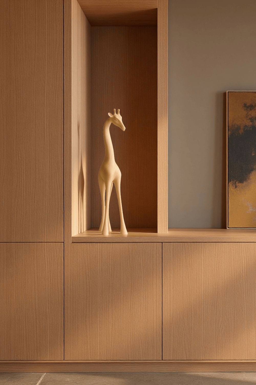 Handcrafted Wooden Giraffe Sculpture Abstract Animal Decor Modern Homes