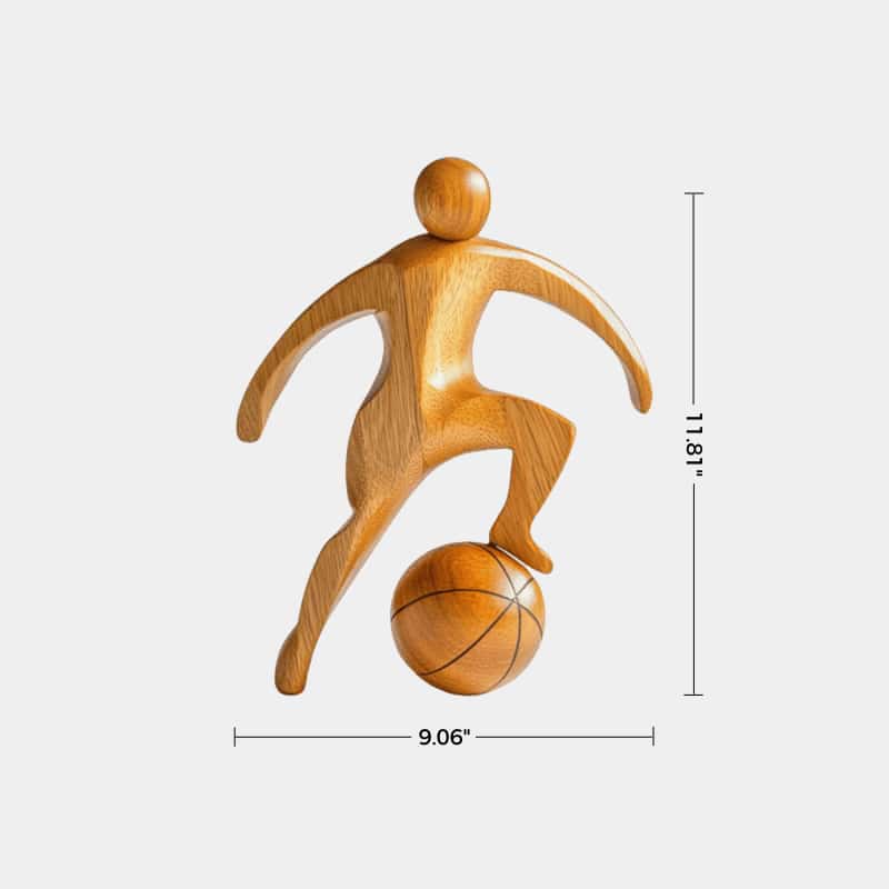 Wooden Basketball Sculpture Handmade Sports Figurine Home Office Decor