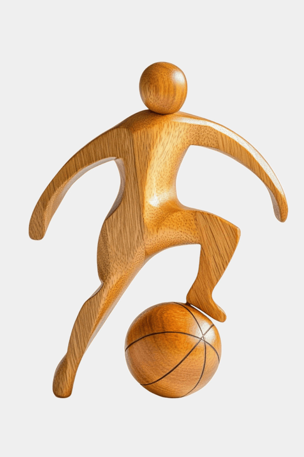 Wooden Basketball Sculpture Handmade Sports Figurine Home Office Decor
