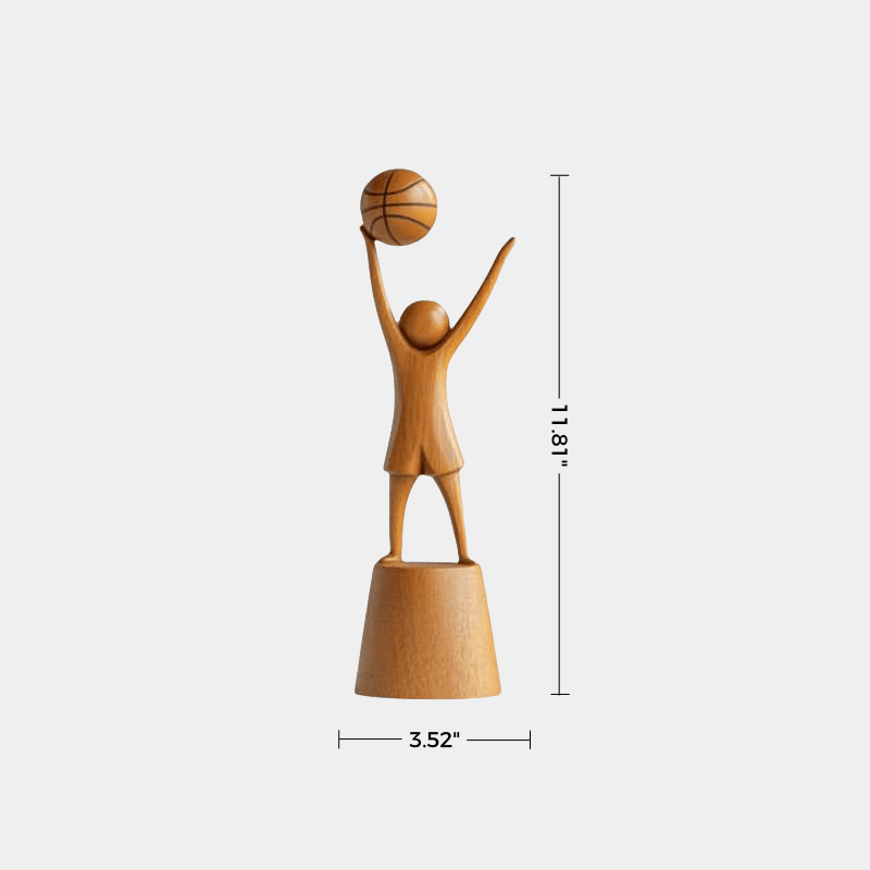 Wooden Basketball Sculpture Handmade Sports Figurine Home Office Decor