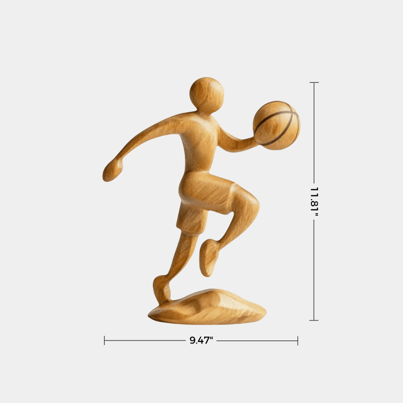 Wooden Basketball Sculpture Handmade Sports Figurine Home Office Decor