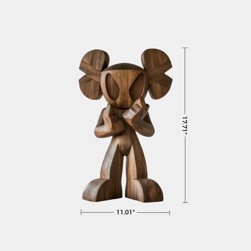 Wooden KAWS Figure Handcrafted Wooden Sculpture Art Modern Home Deco