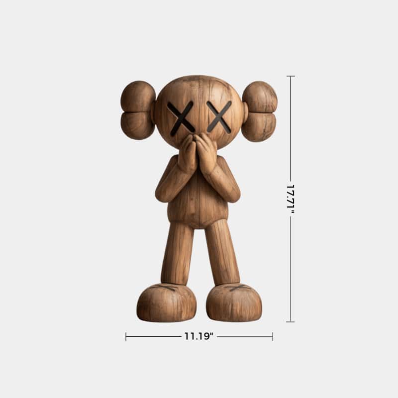 Wooden Kaws Sculpture Wood Kaws Figure Handmade Kaws Wooden Statue Art