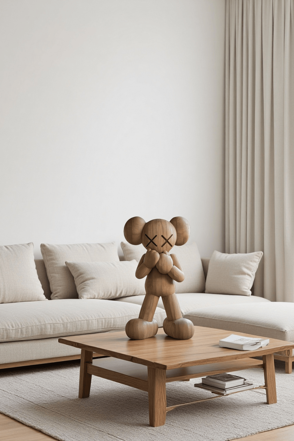 Wooden Kaws Style Sculpture Handmade Wood Sculpture Art Modern Figurines
