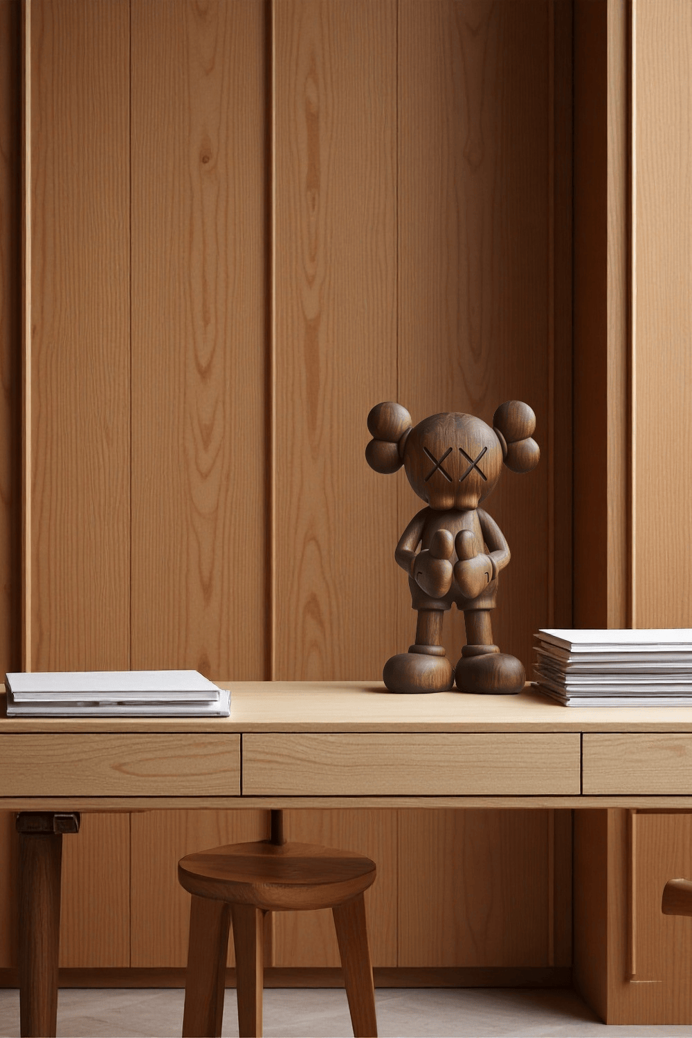 Wooden Kaws Style Sculpture Handmade Wood Sculpture Art Modern Figurines