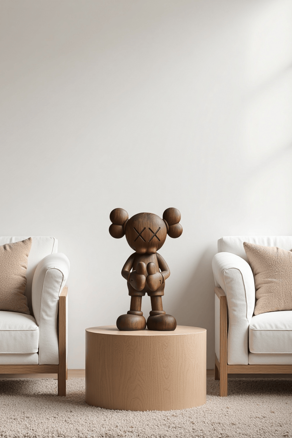 Wooden Kaws Style Sculpture Handmade Wood Sculpture Art Modern Figurines