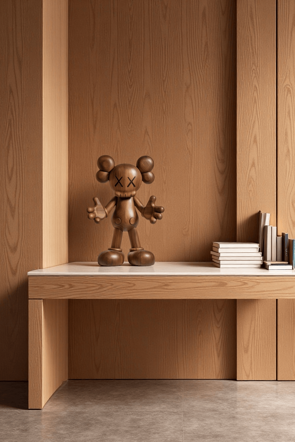 Wooden KAWS Sculpture Modern Wood Sculpture Handmade Wood Art Decor