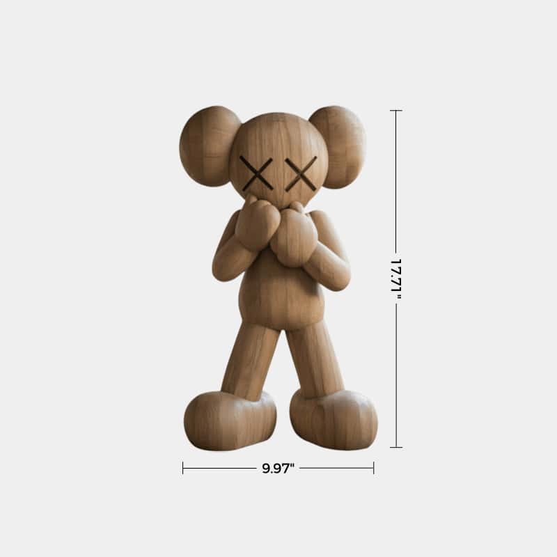 Wooden Kaws Style Sculpture Handmade Wood Sculpture Art Modern Figurines