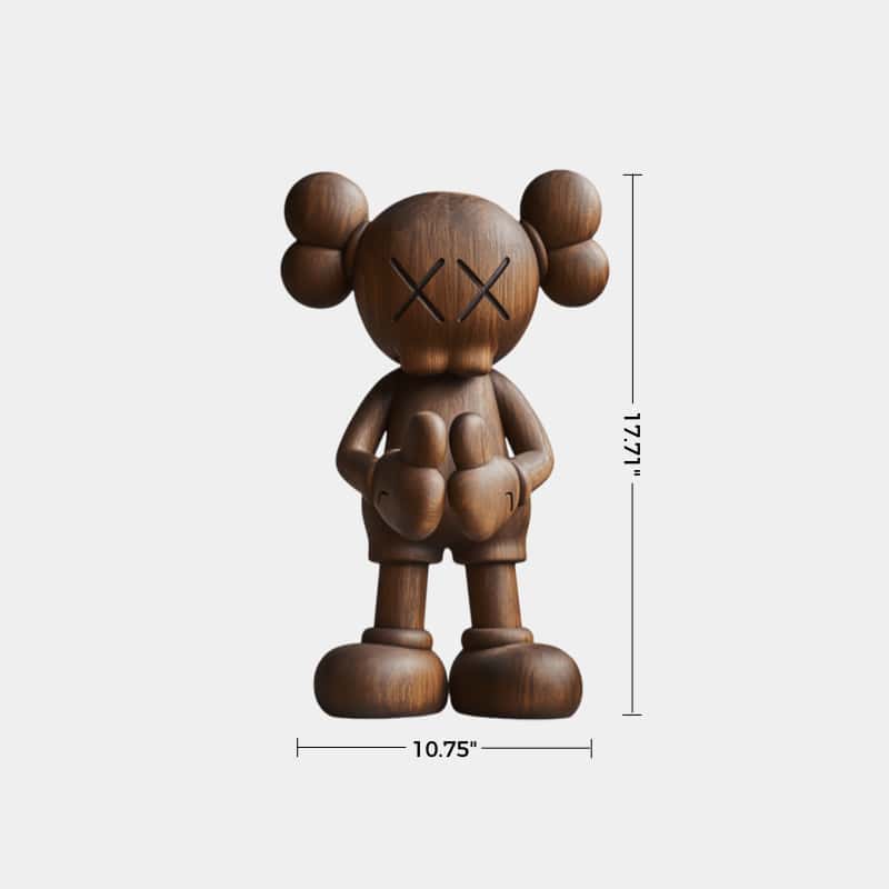 Wooden Kaws Style Sculpture Handmade Wood Sculpture Art Modern Figurines