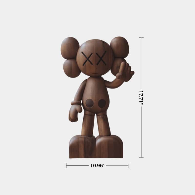 Wooden KAWS Sculpture Modern Wood Sculpture Handmade Wood Art Decor