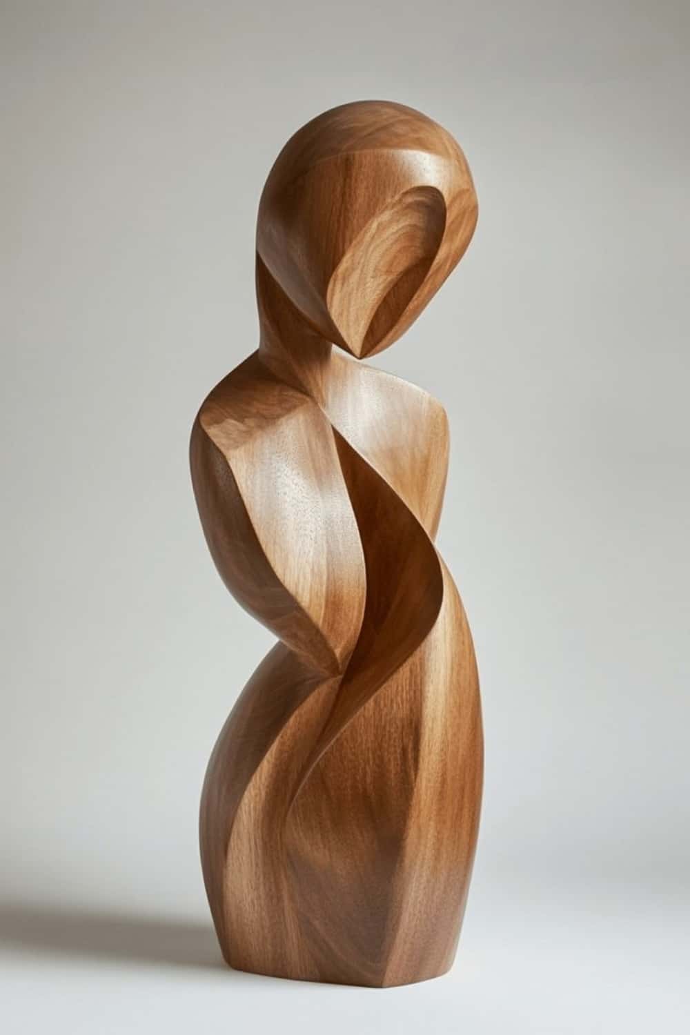 Handcrafted Wooden Abstract Figure Contemporary Human Form Statue Natural Wood Decor