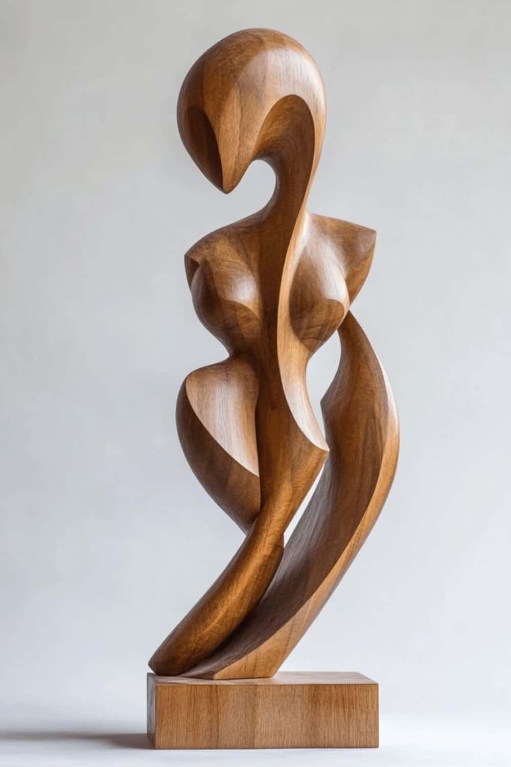 Handcrafted Wooden Abstract Figure Contemporary Human Form Statue Natural Wood Decor