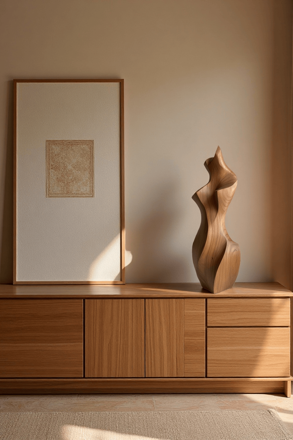 Abstract Wooden Human Sculpture Handcrafted Modern Art Decor Minimalist Wood Figurine