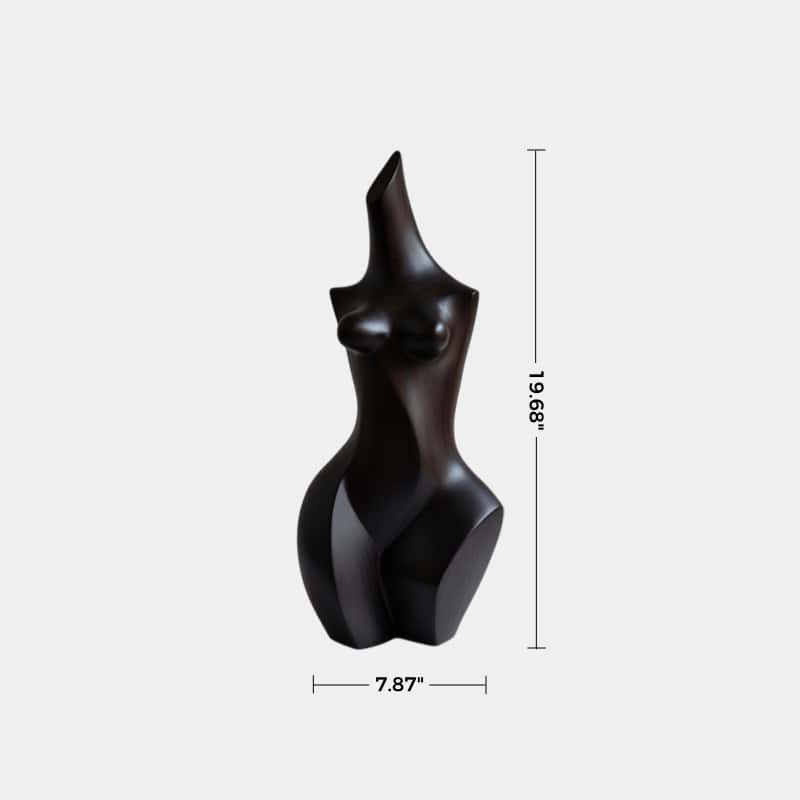 Black Wooden Abstract Female Sculpture Modern Minimalist Art Decor