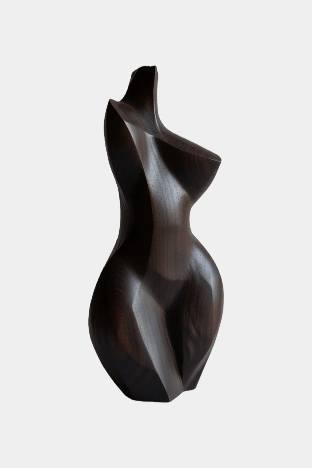 Abstract Dark Wooden Female Sculpture Modern Minimalist Wood Art Decor
