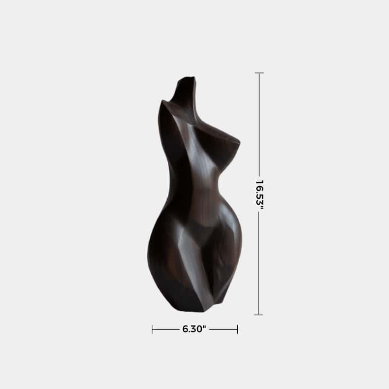 Abstract Dark Wooden Female Sculpture Modern Minimalist Wood Art Decor
