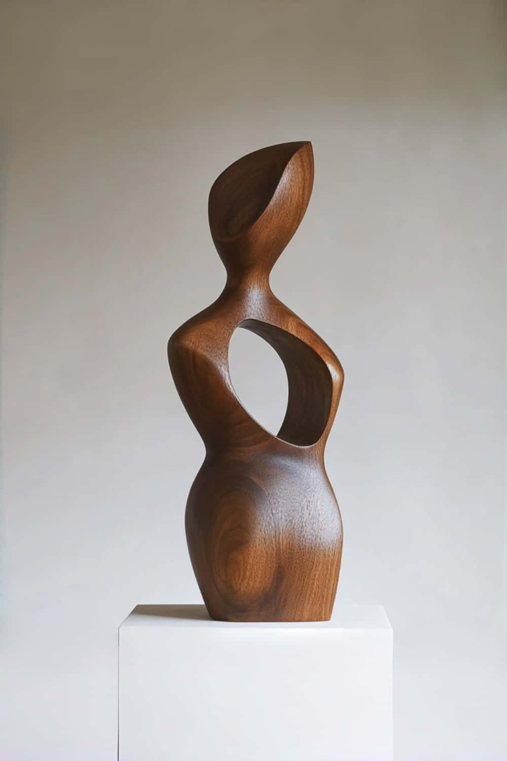 Abstract Wooden Figurine – Handcrafted Modern Wood Sculpture Decor Art