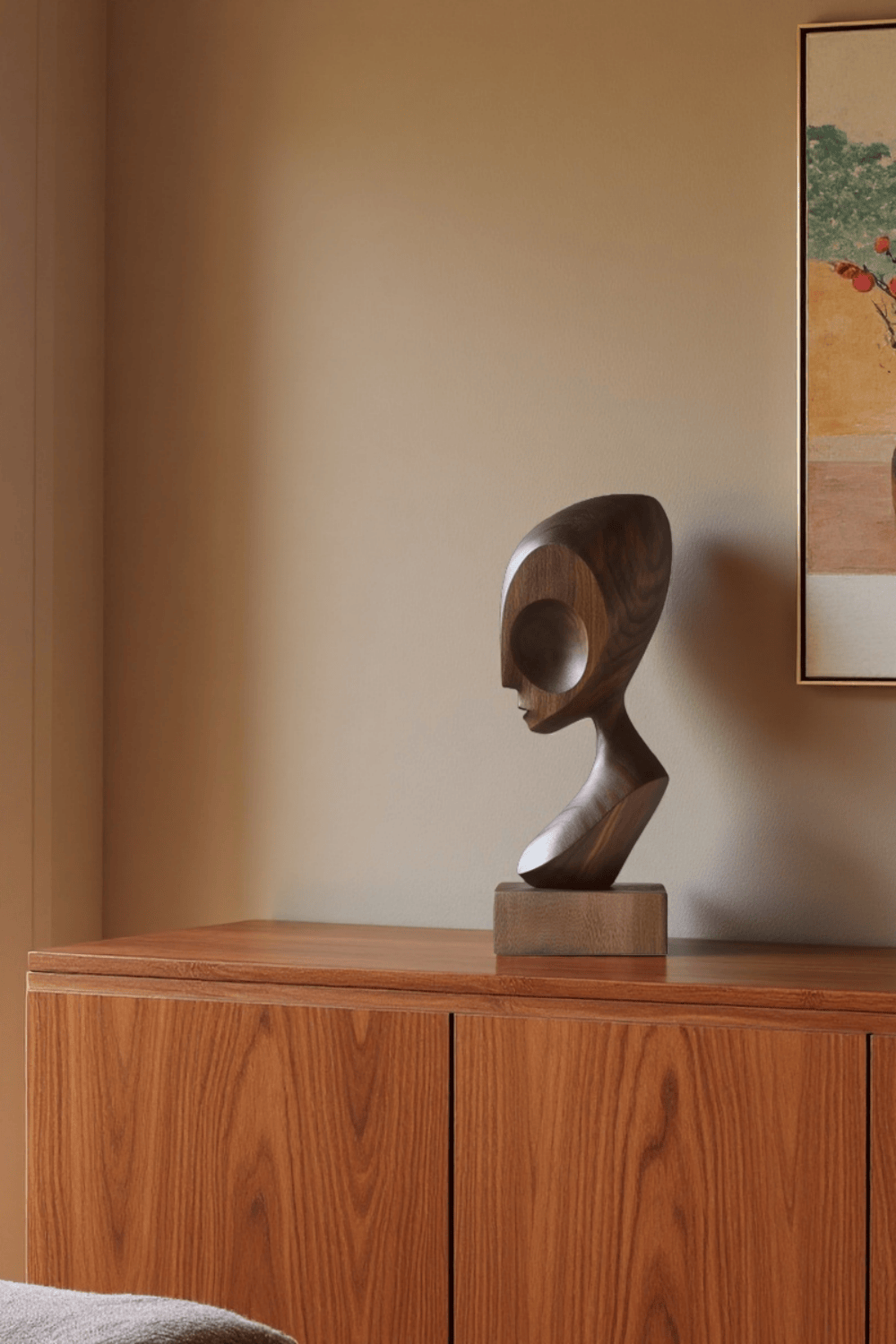 Hand Carved Wooden Human Form Abstract Modern Figurine Sculpture Art