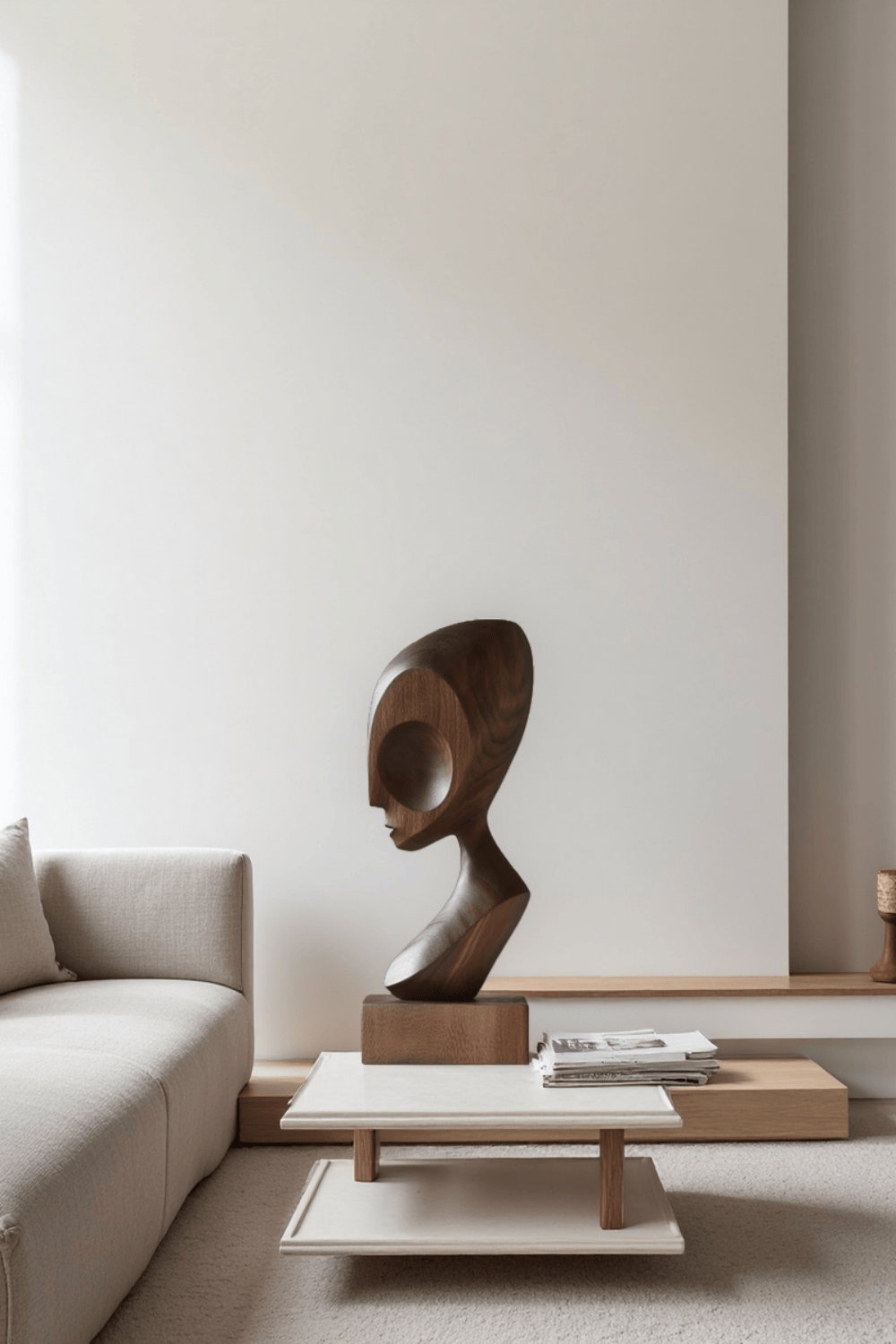 Hand Carved Wooden Human Form Abstract Modern Figurine Sculpture Art