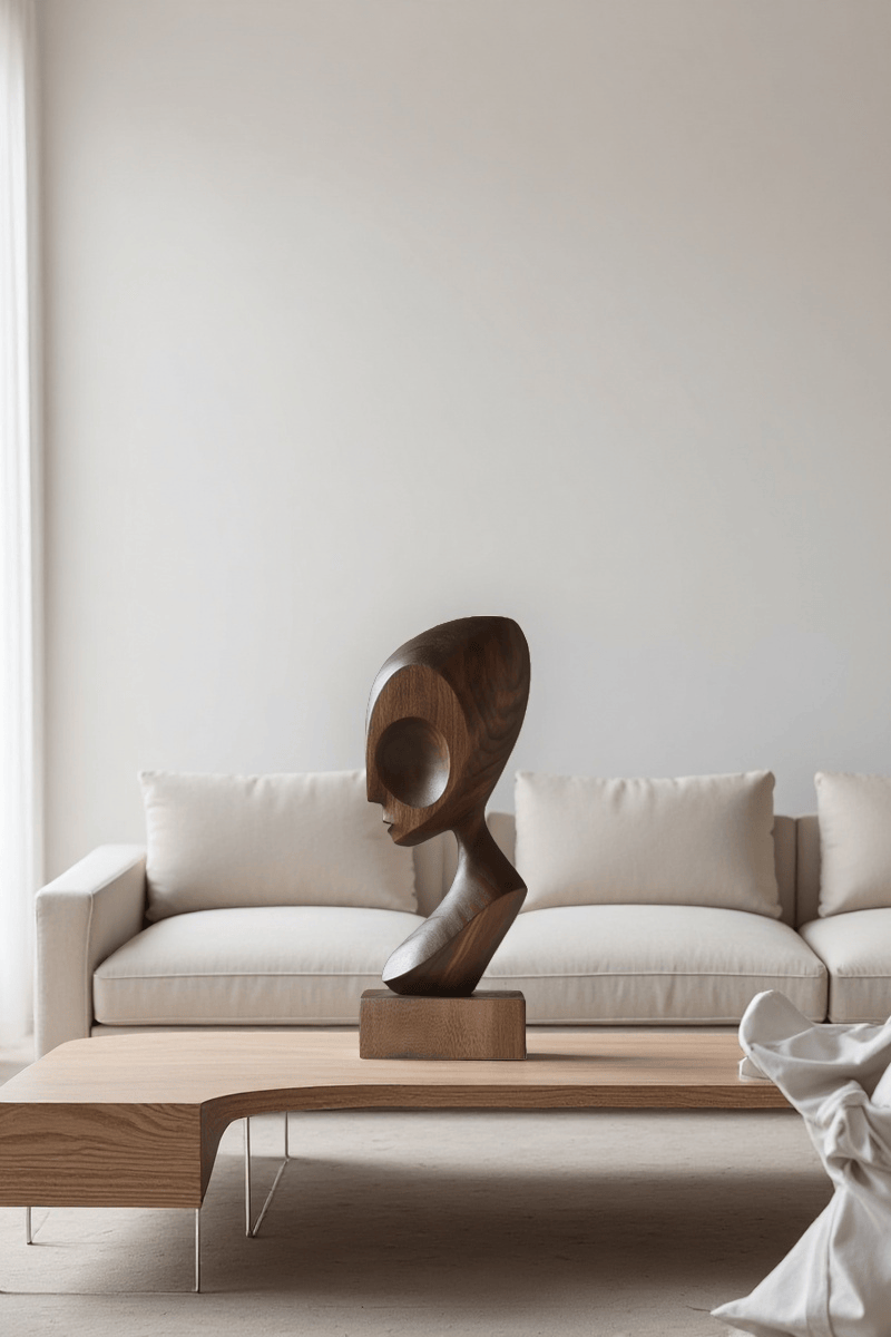 Hand Carved Wooden Human Form Abstract Modern Figurine Sculpture Art