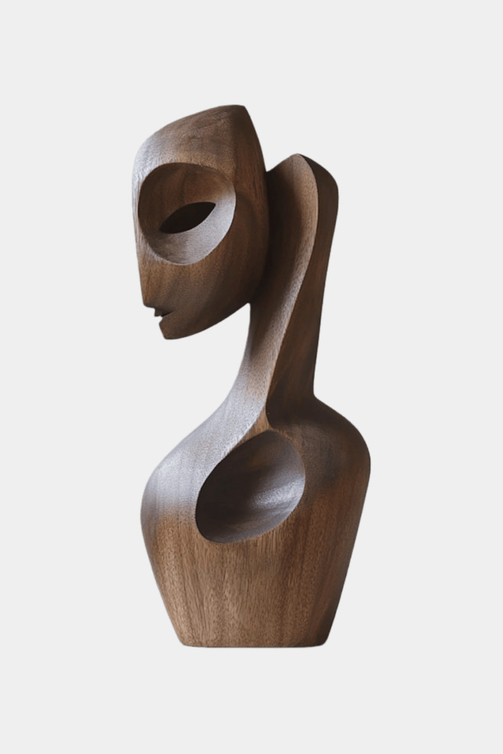 Hand Carved Wooden Human Form Abstract Modern Figurine Sculpture Art
