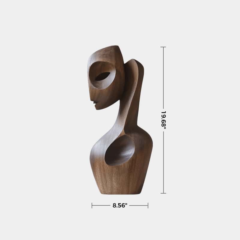 Hand Carved Wooden Human Form Abstract Modern Figurine Sculpture Art