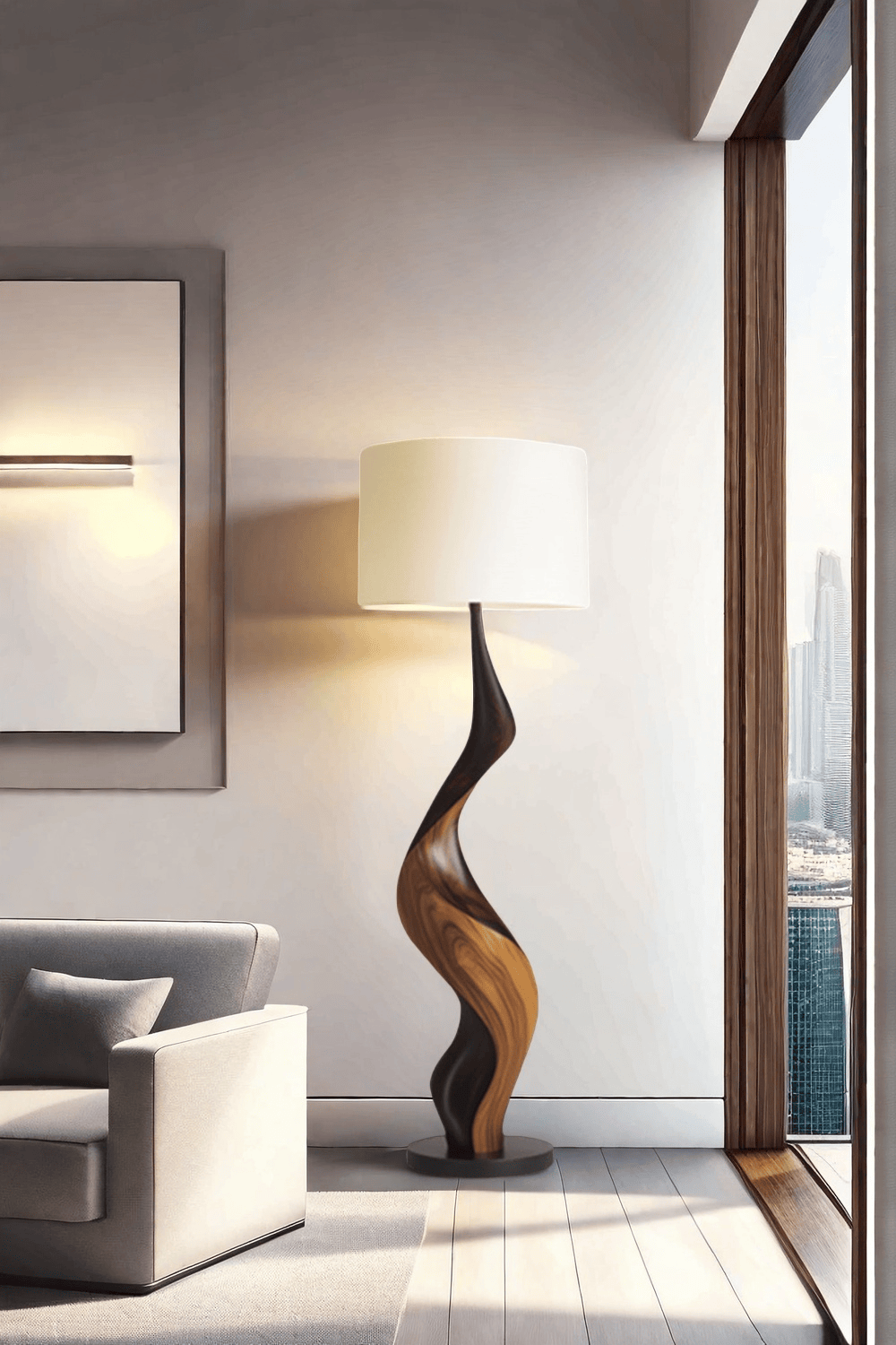 Wooden Floor Lamp Floor Wood Light Lamp Standing Wooden Lamp Floor Light Wood Modern Floor Lamp