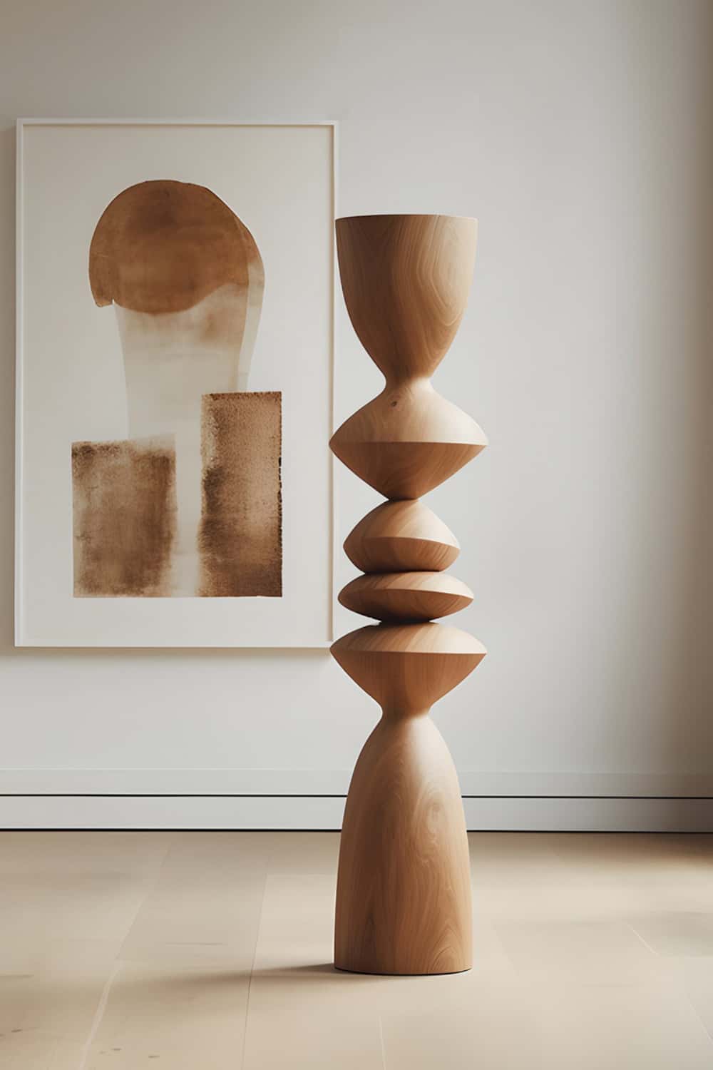 Large Modern Abstract Wood Sculpture Tall Hand Carved Wood Statue Sale