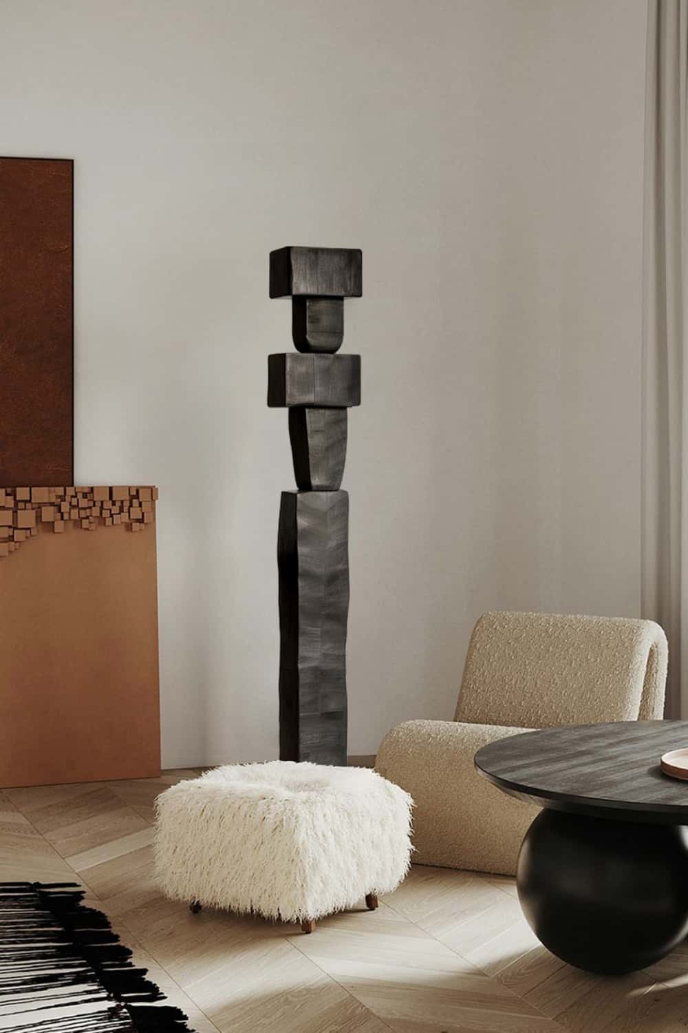 Large Geometric Abstract Wood Sculpture For Sale Large Wooden Statues Wooden Sculpture