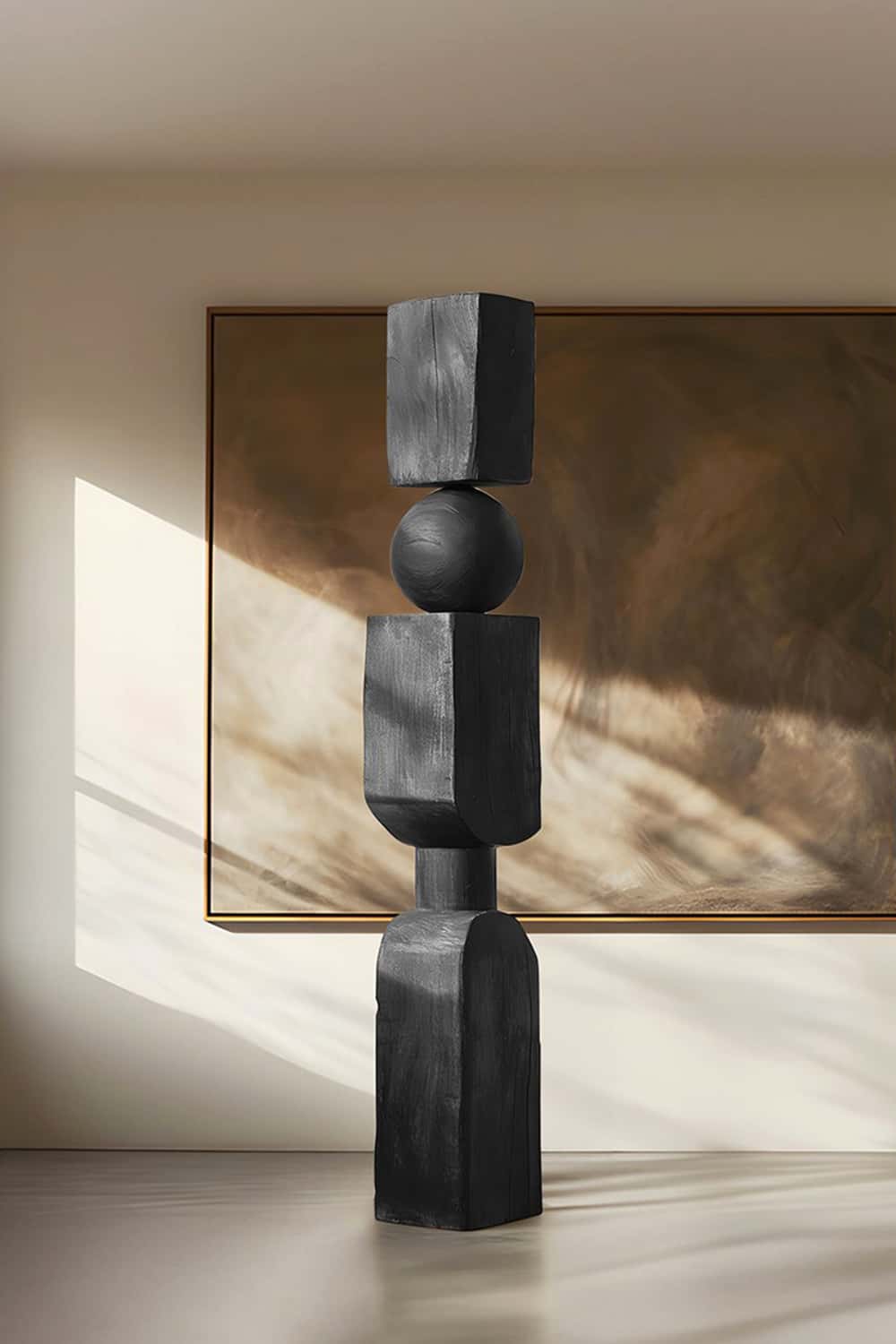 Hand Tall Wood Carved Statue Custom Large Black Wood Sculpture Near Me